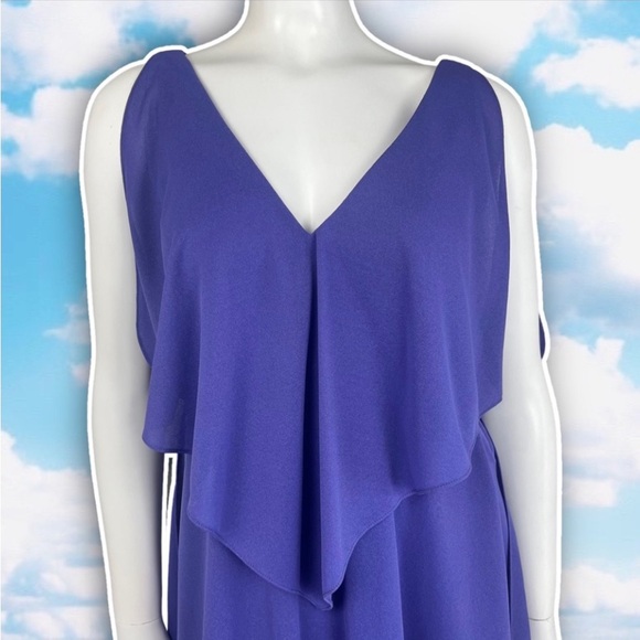 URSULA OF SWITZERLAND Vintage Asymmetrical Tiered Crepe Midi Dress 70s Wedding - Picture 3 of 9